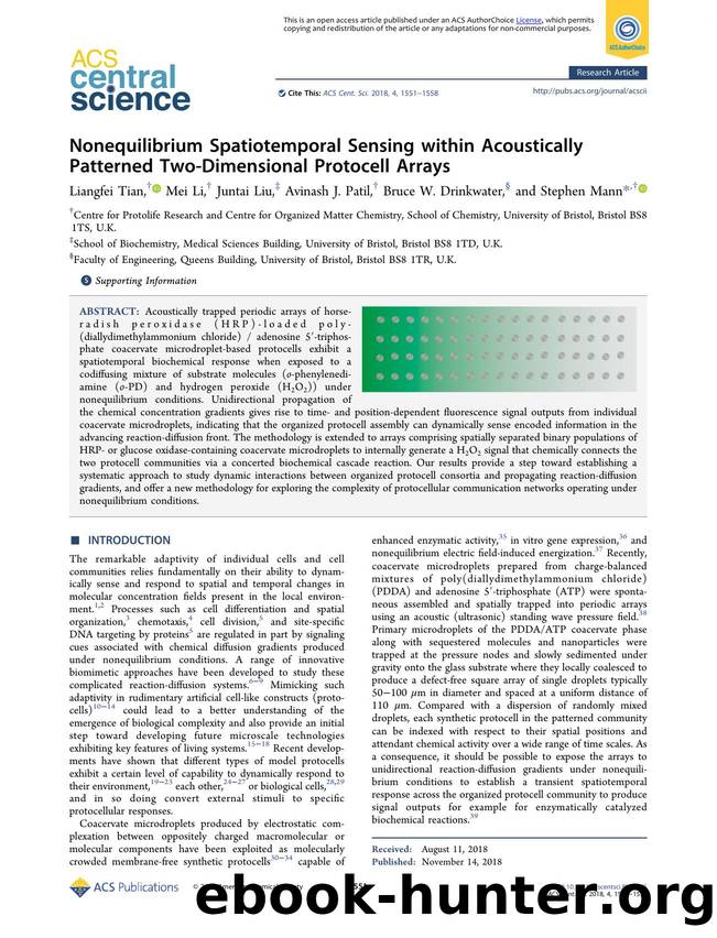 Nonequilibrium Spatiotemporal Sensing within Acoustically Patterned Two-Dimensional Protocell Arrays by unknow