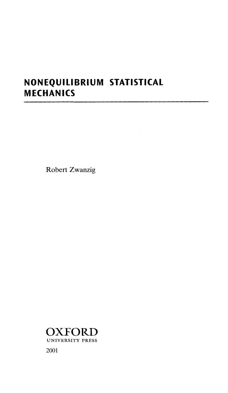 Nonequilibrium Statistical Mechanics by Robert Zwanzig