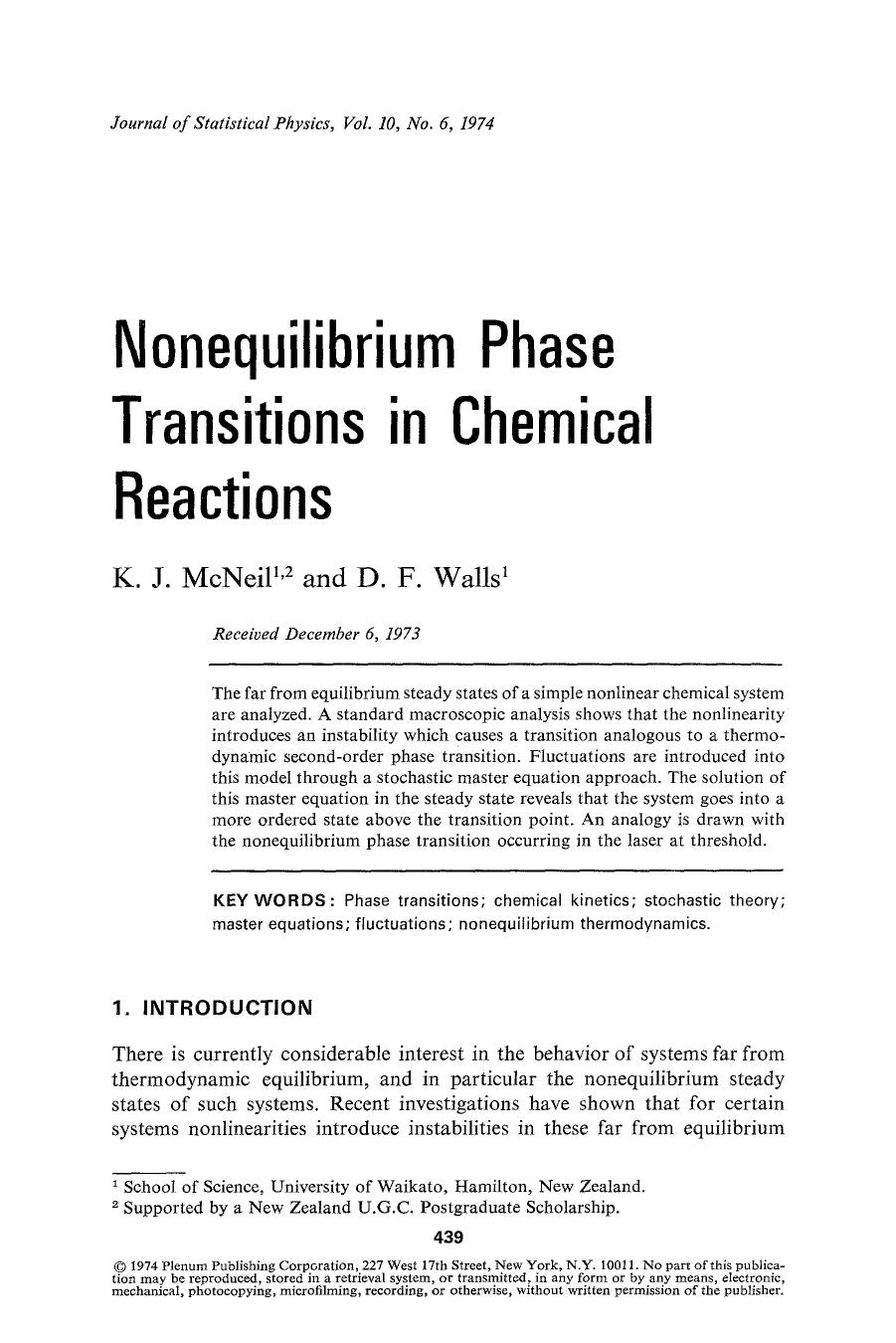 Nonequilibrium phase transitions in chemical reactions by Unknown