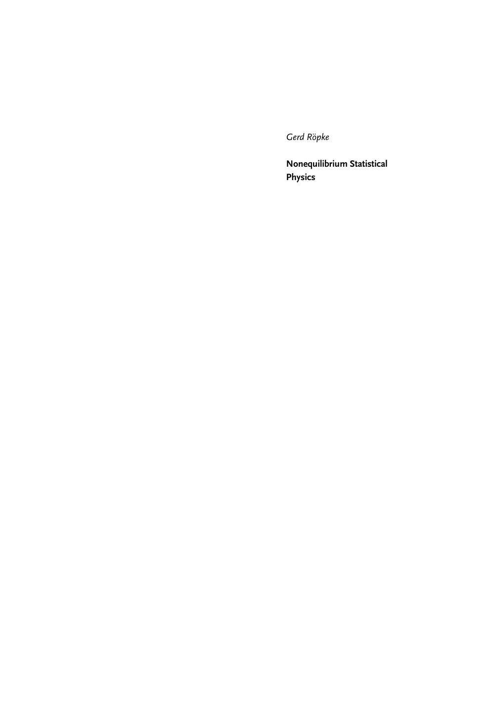 Nonequilibrium statistical physics by Röpke Gerd