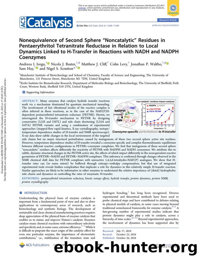 Nonequivalence of Second Sphere âNoncatalyticâ Residues in Pentaerythritol Tetranitrate Reductase in Relation to Local Dynamics Linked to H-Transfer in Reactions with NADH and NADPH Coenzymes by unknow