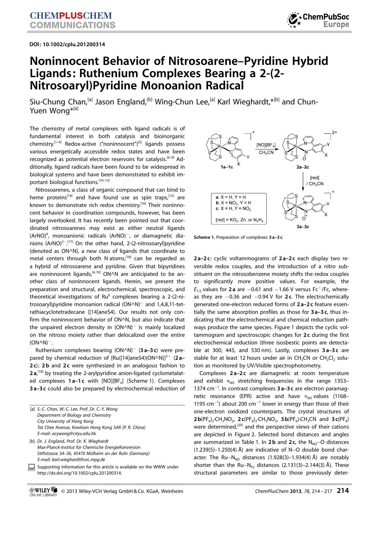 Noninnocent Behavior of NitrosoarenePyridine Hybrid Ligands: Ruthenium Complexes Bearing a 2(2Nitrosoaryl)Pyridine Monoanion Radical by Unknown