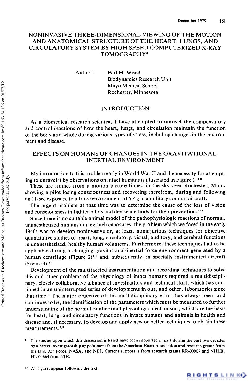 Noninvasive Three-Dimensional Viewing of the Motion and Anatomical Structure of the Heart, Lungs, and Circulatory System by High Speed Computerized X-Ray Tomograph by Earl H. Wood