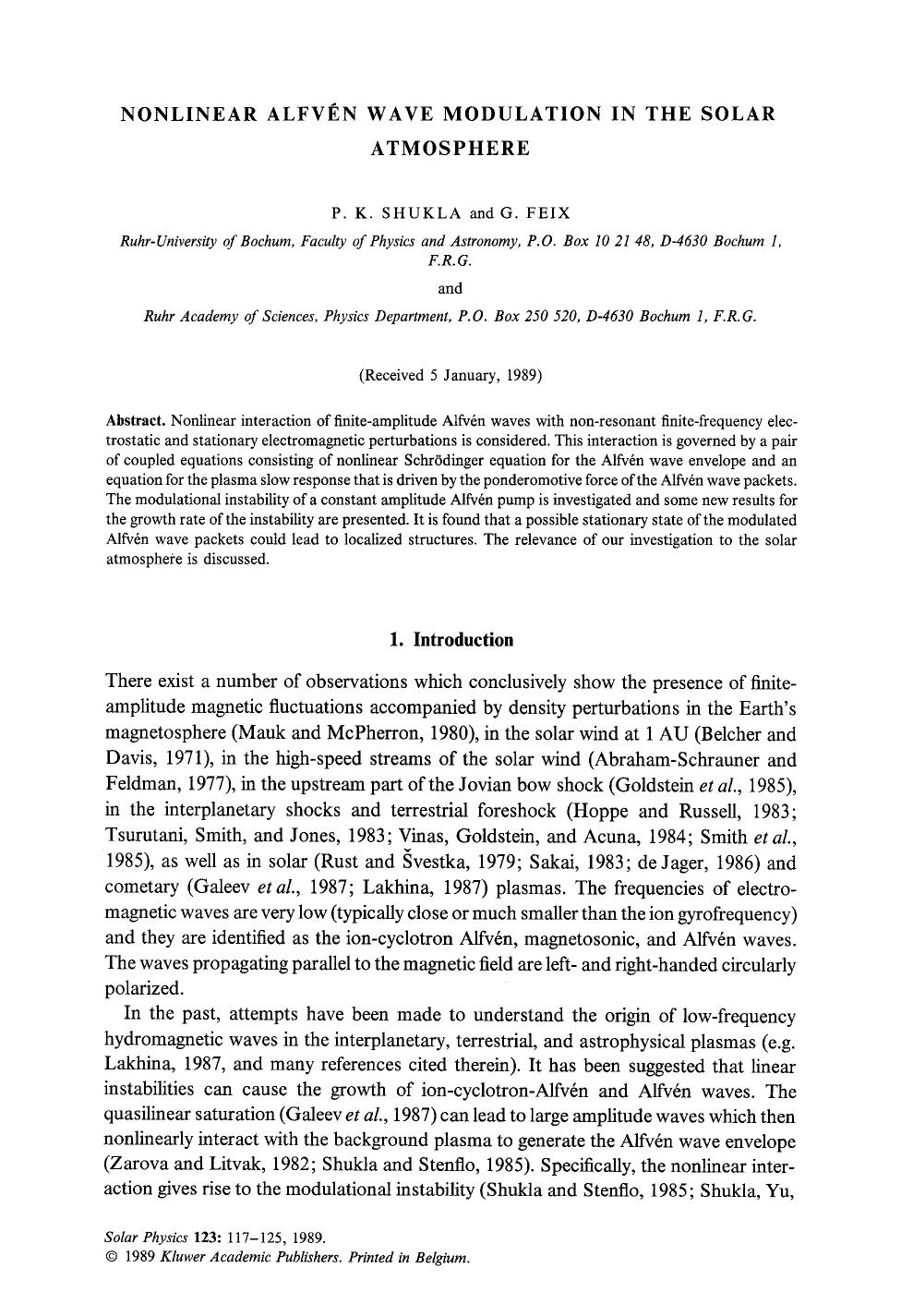 Nonlinear Alfv&#x00E9;n wave modulation in the solar atmosphere by Unknown