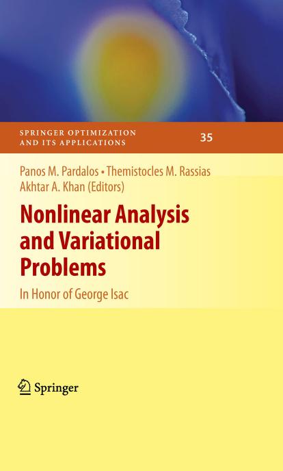 Nonlinear Analysis and Variational Problems: In Honor of George Isac by unknow