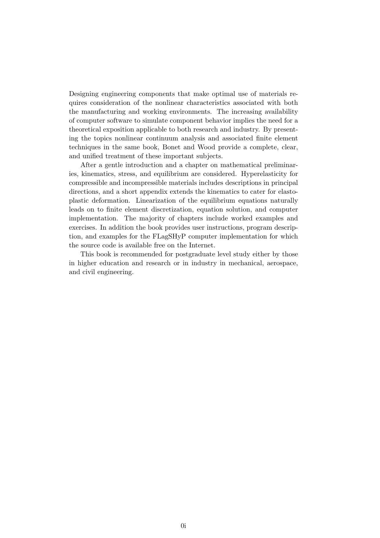 Nonlinear Continuum Mechanics for Finite Element Analysis by Bonet & Wood