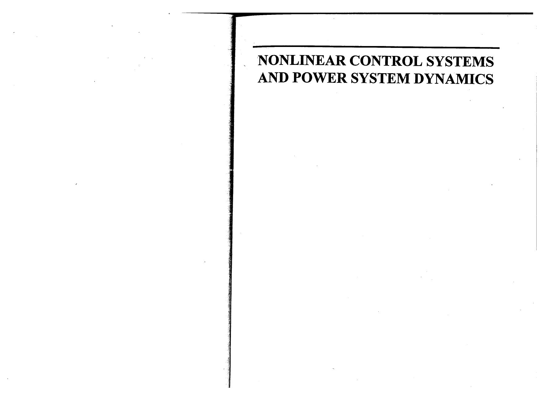 Nonlinear Control and power system dynamics by Unknown