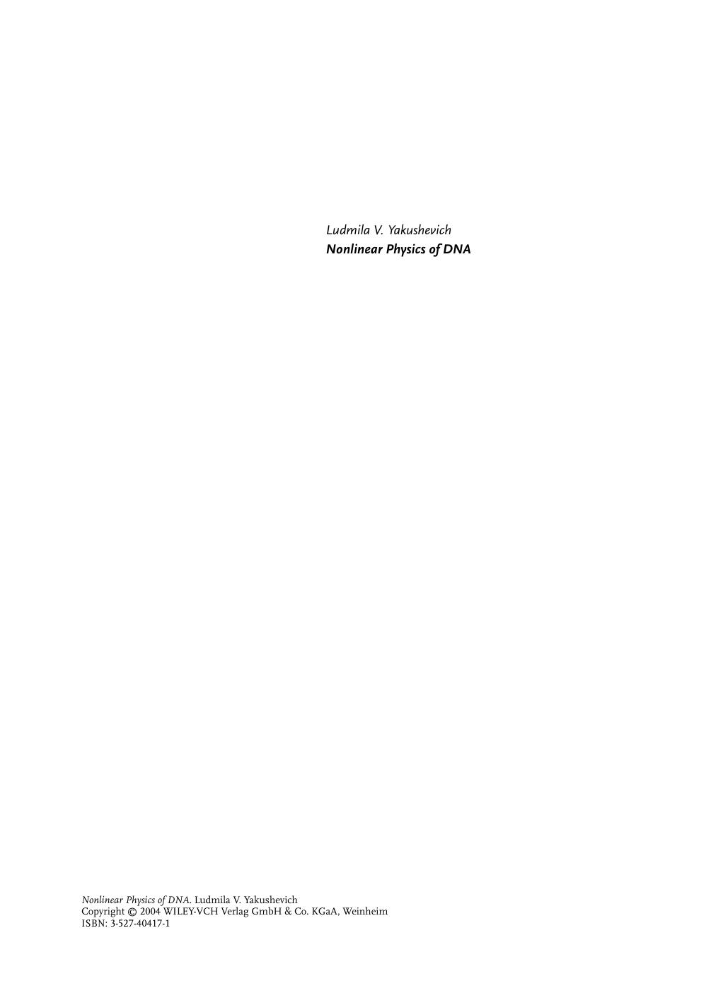 Nonlinear Physics of DNA by Unknow