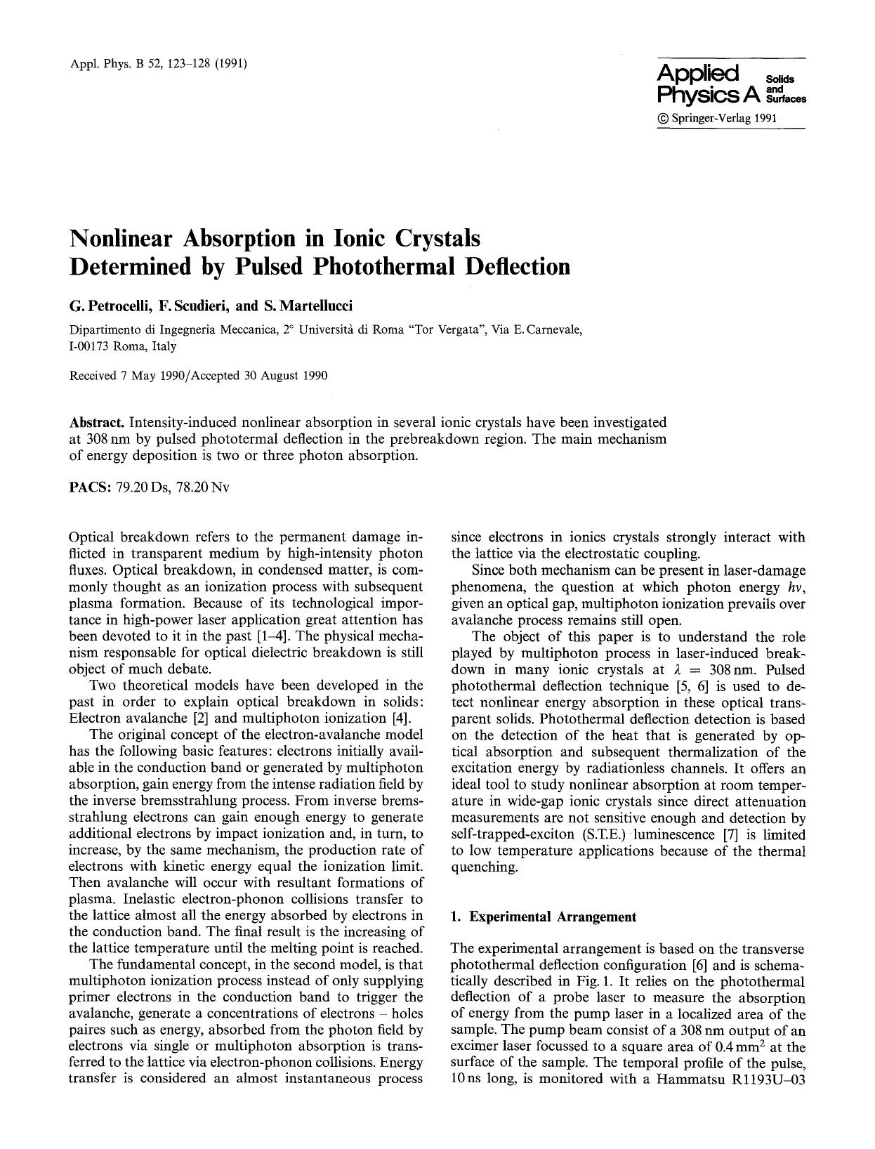 Nonlinear absorption in ionic crystals determined by pulsed photothermal deflection by Unknown