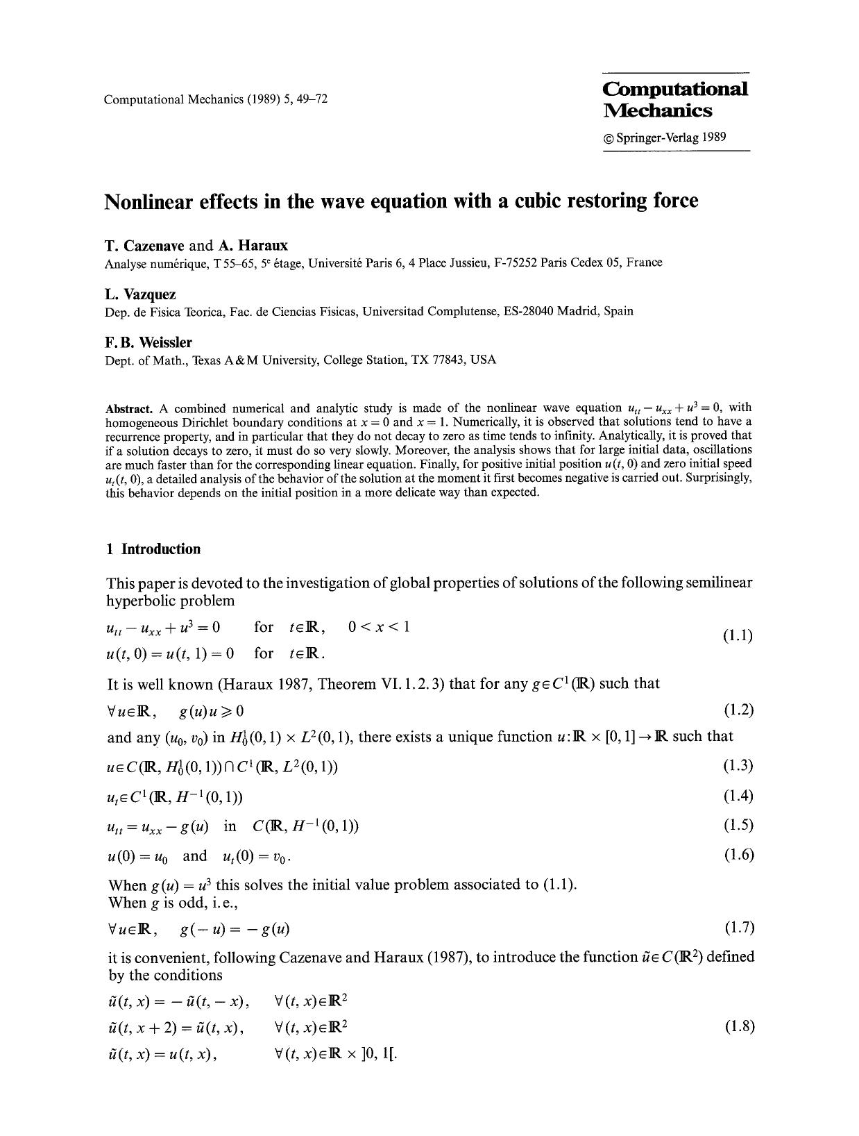 Nonlinear effects in the wave equation with a cubic restoring force by Unknown
