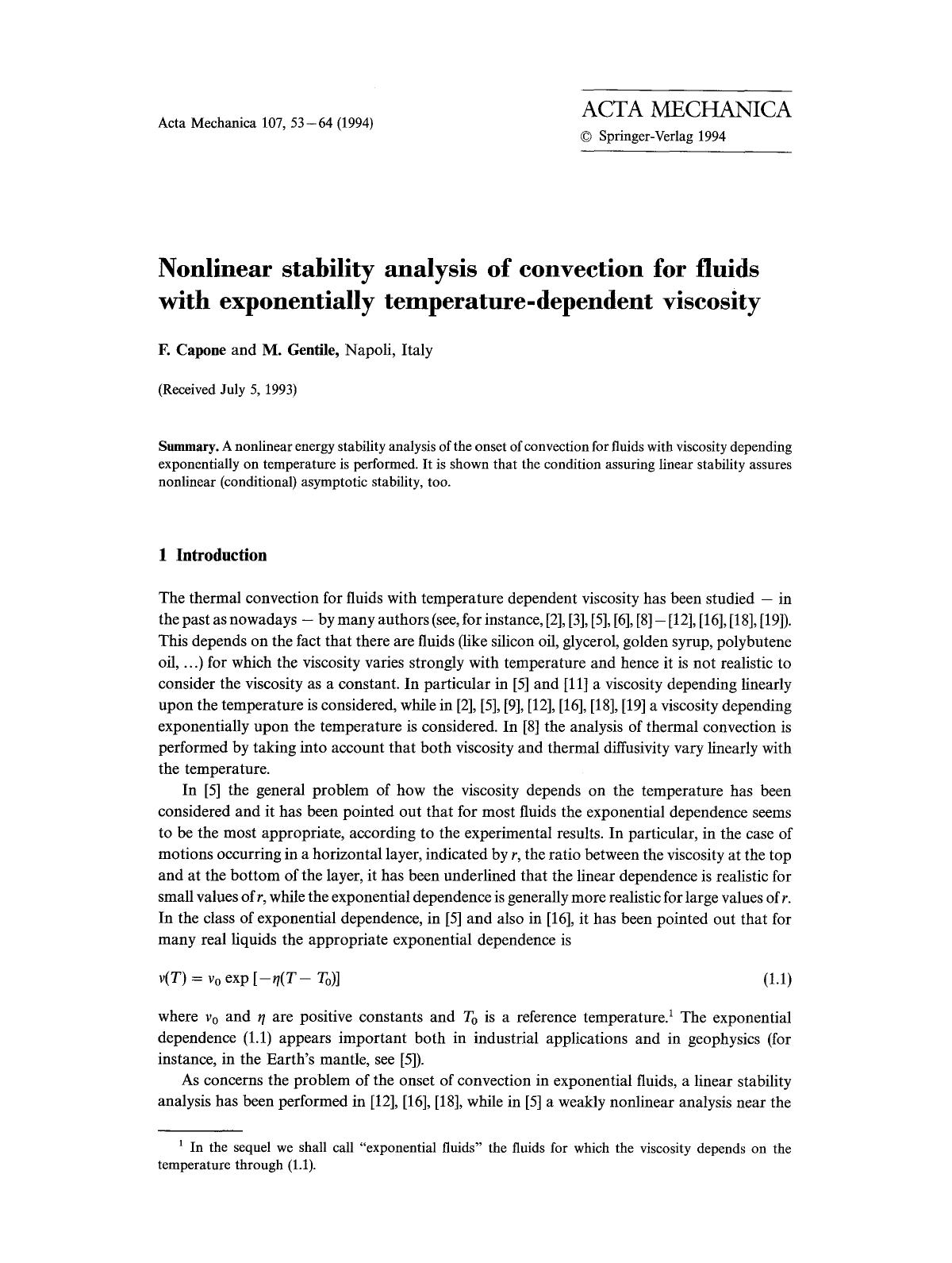 Nonlinear stability analysis of convection for fluids with exponentially temperature-dependent viscosity by Unknown