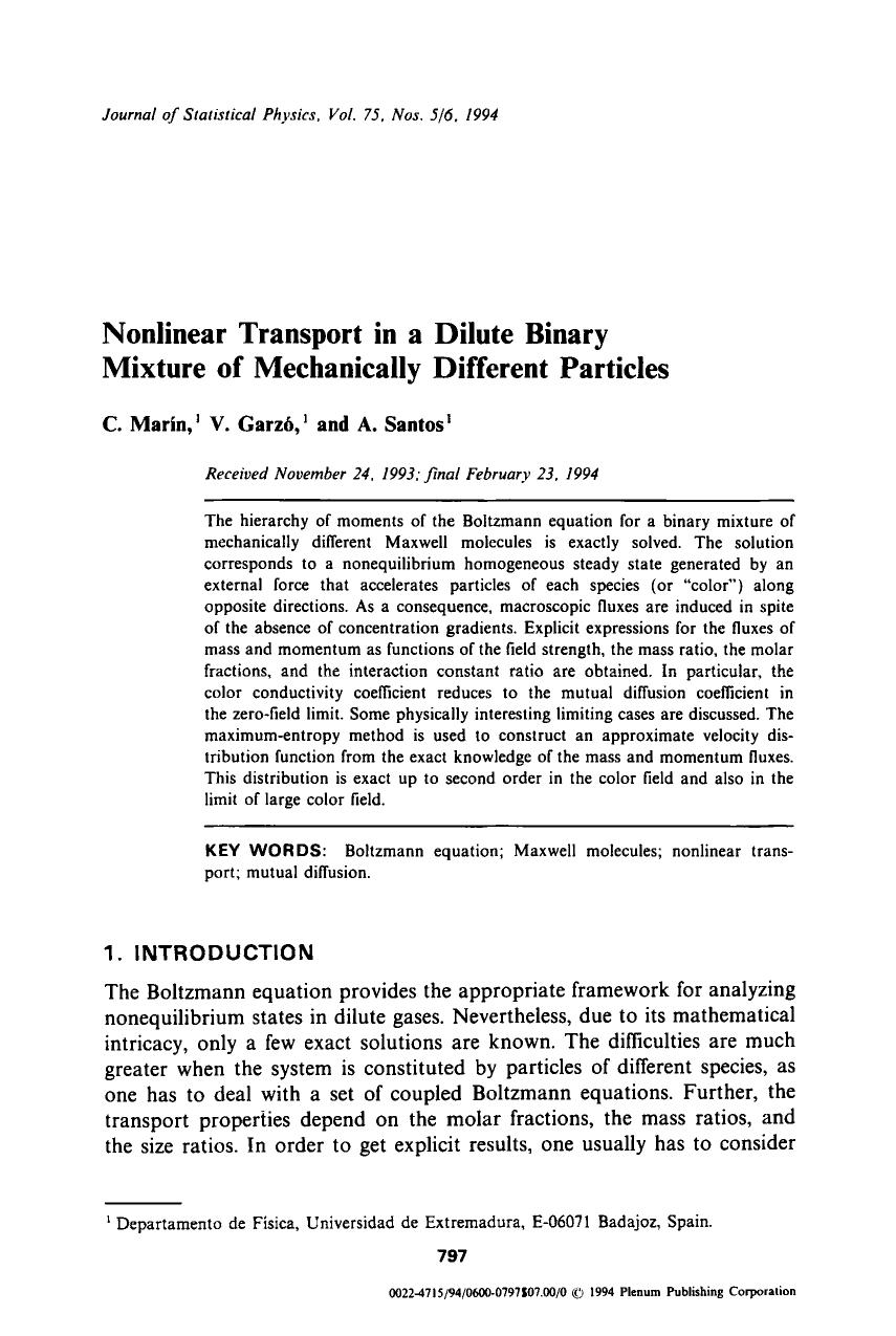 Nonlinear transport in a dilute binary mixture of mechanically different particles by Unknown