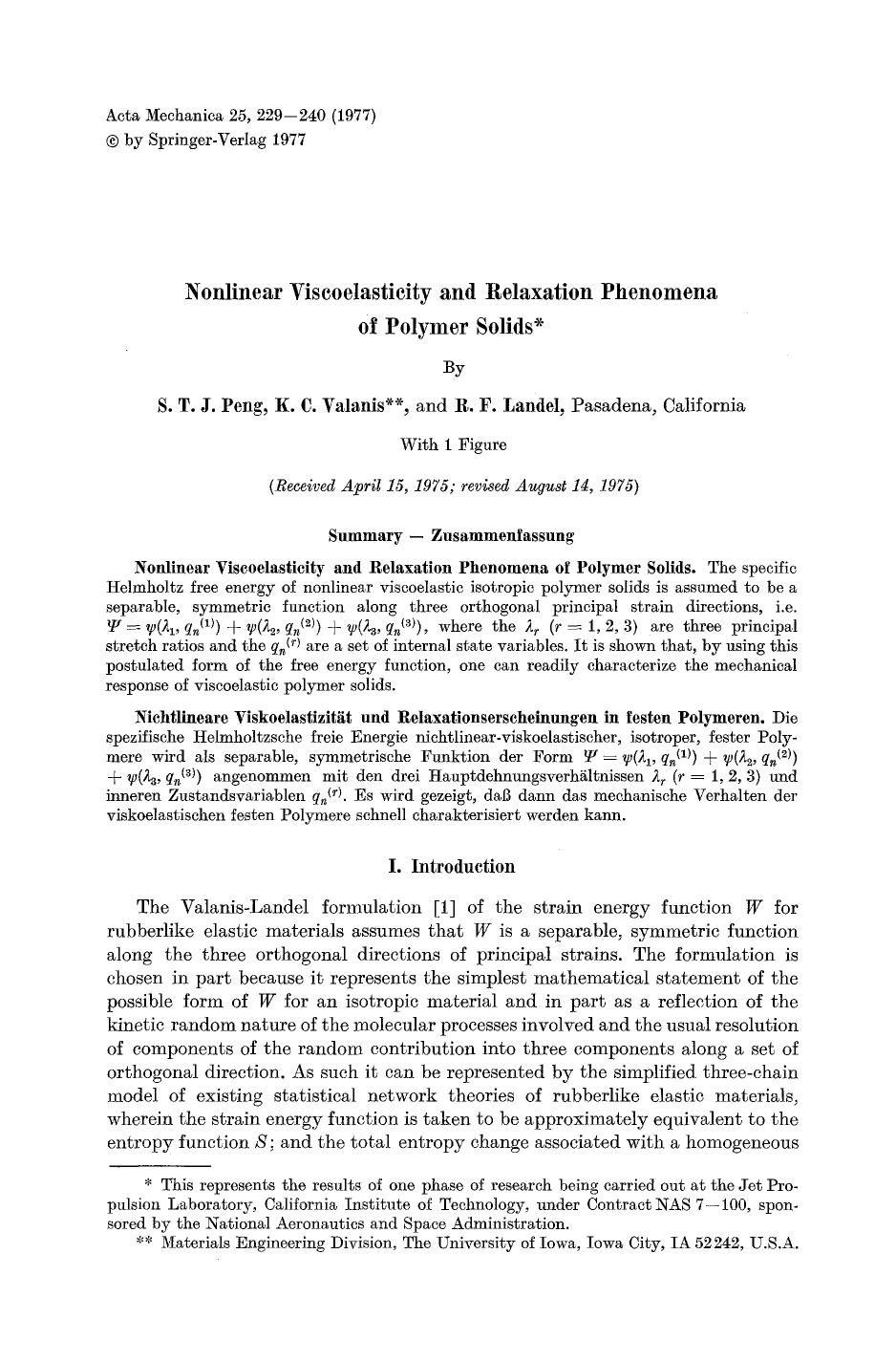 Nonlinear viscoelasticity and relaxation phenomena of polymer solids by Unknown