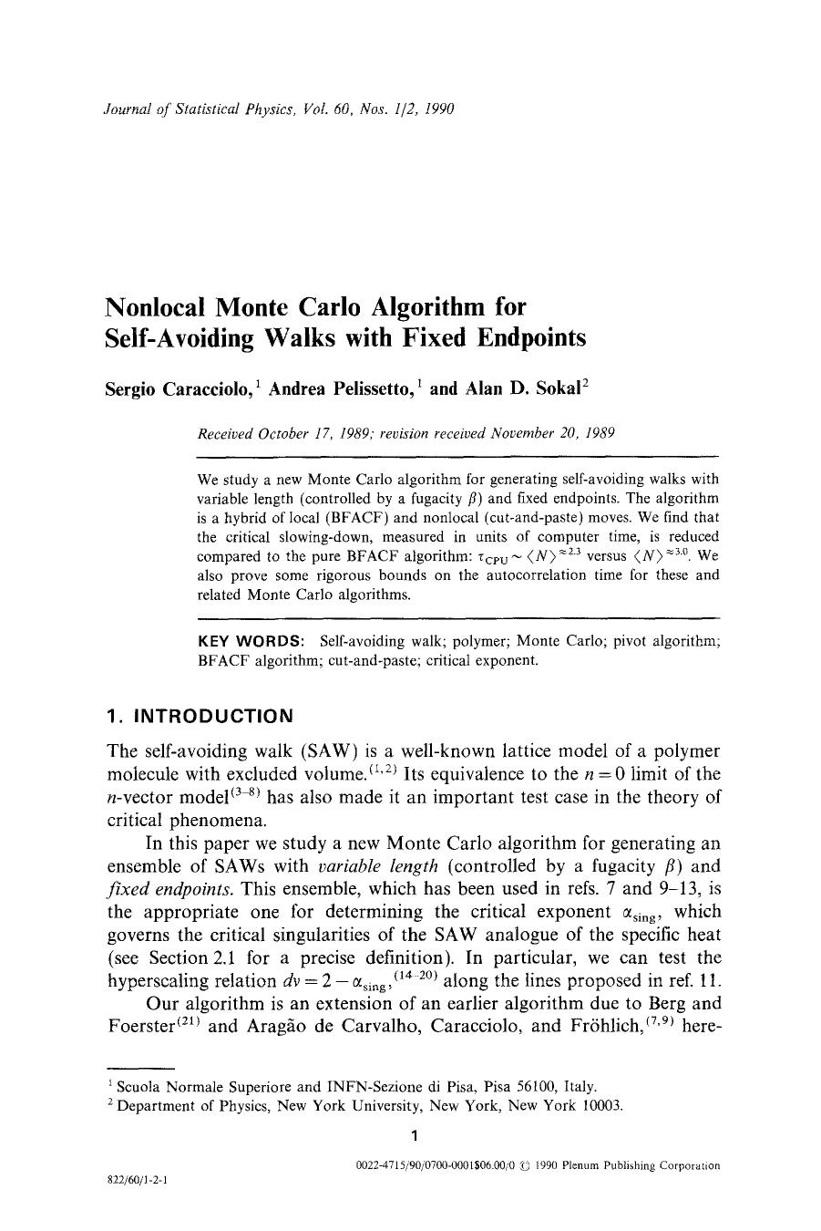 Nonlocal Monte Carlo algorithm for self-avoiding walks with fixed endpoints by Unknown