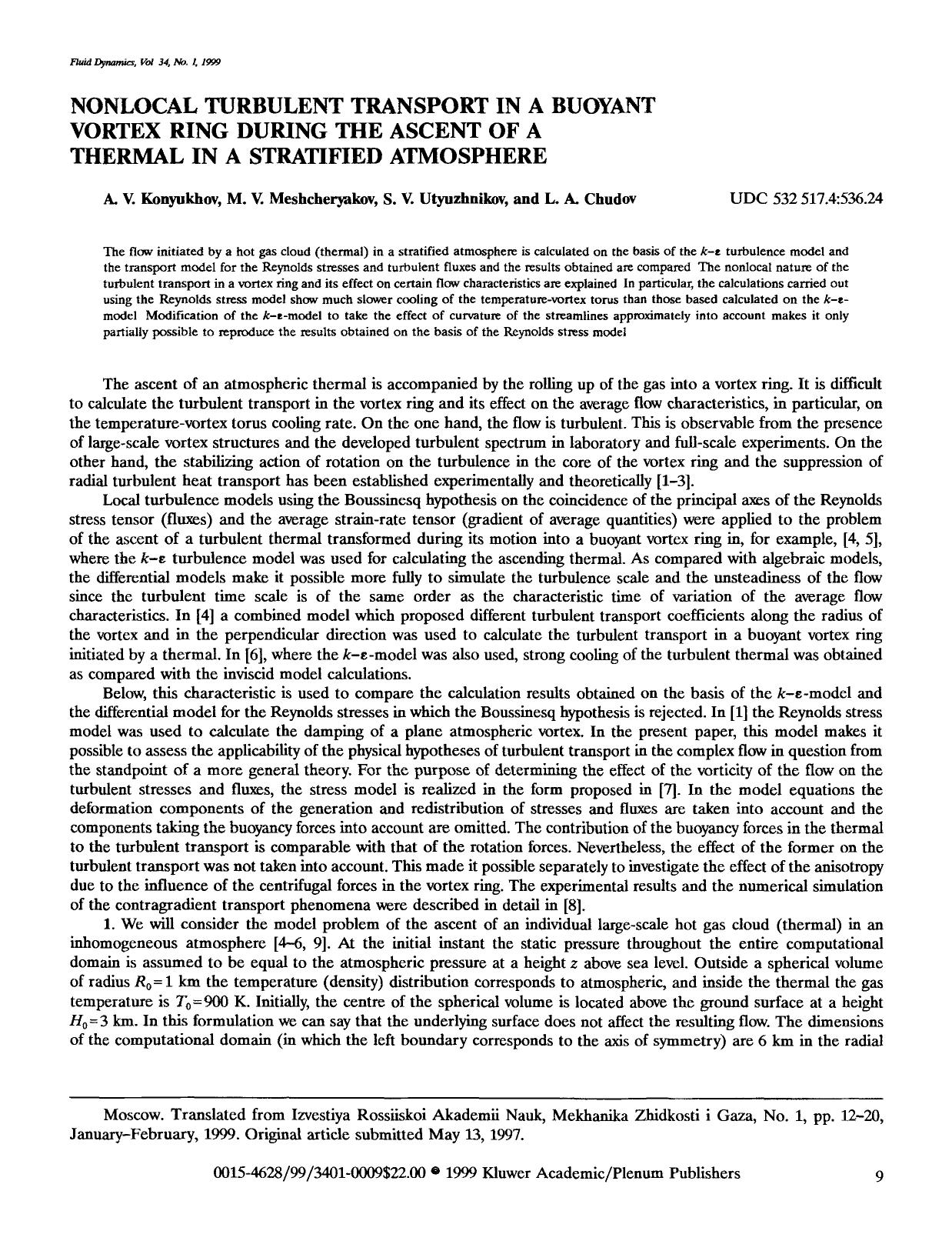 Nonlocal turbulent transport in a buoyant vortex ring during the ascent of a thermal in a stratified atmosphere by Unknown