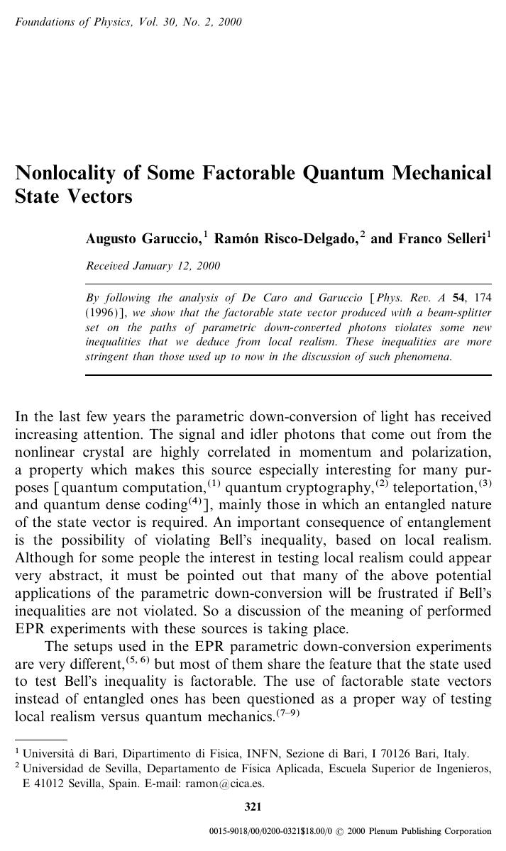Nonlocality of Some Factorable Quantum Mechanical State Vectors by Unknown