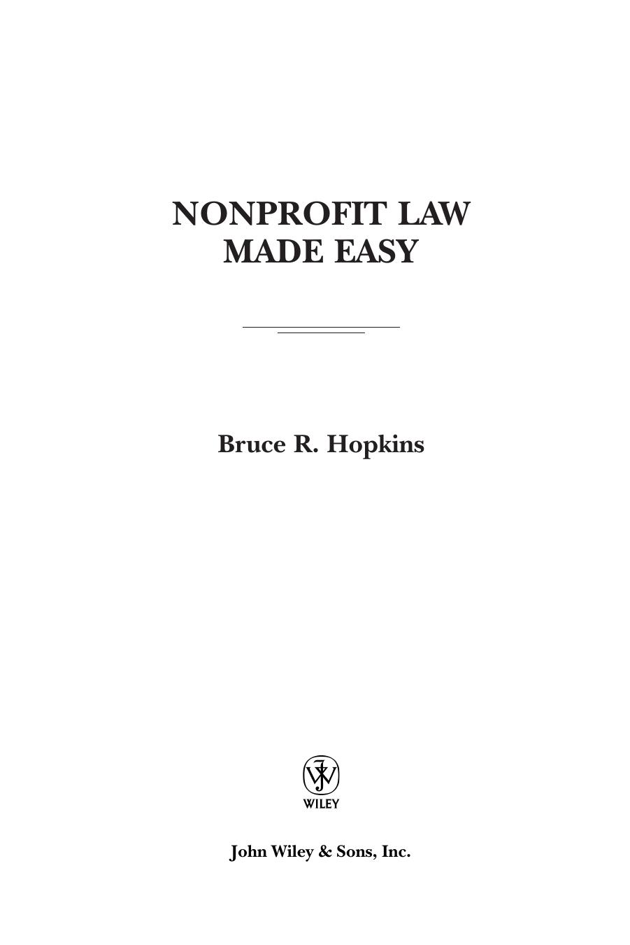 Nonprofit Law Made Easy by Bruce R. Hopkins
