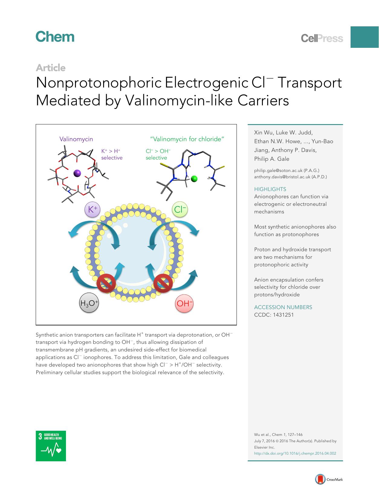 Nonprotonophoric Electrogenic Cl- Transport Mediated by Valinomycin-like Carriers by unknow