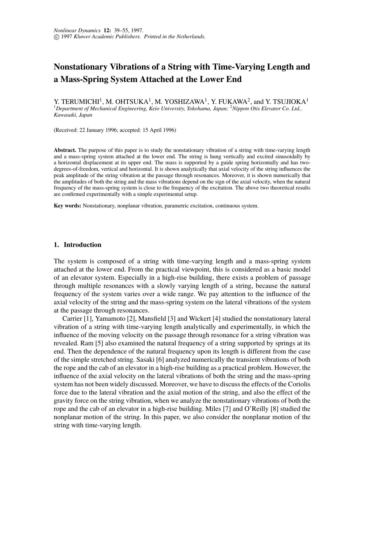 Nonstationary Vibrations of a String with Time-Varying Length and a Mass-Spring Attached at the Lower End by Unknown