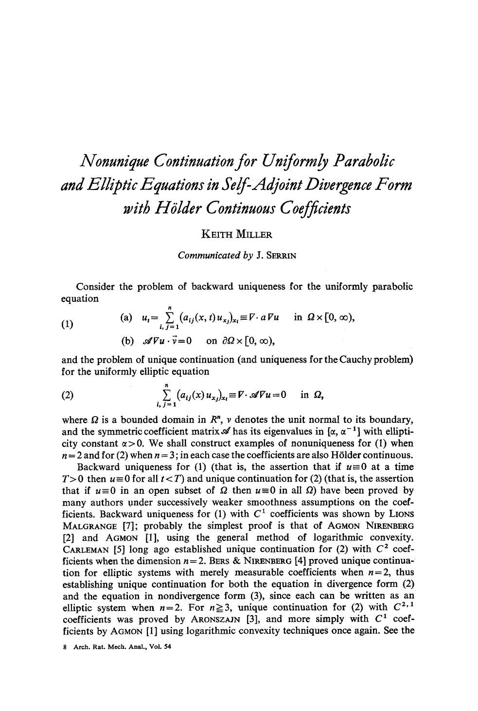 Nonunique continuation for uniformly parabolic and elliptic equations in self-adjoint divergence form with Hölder continuous coefficients by Unknown