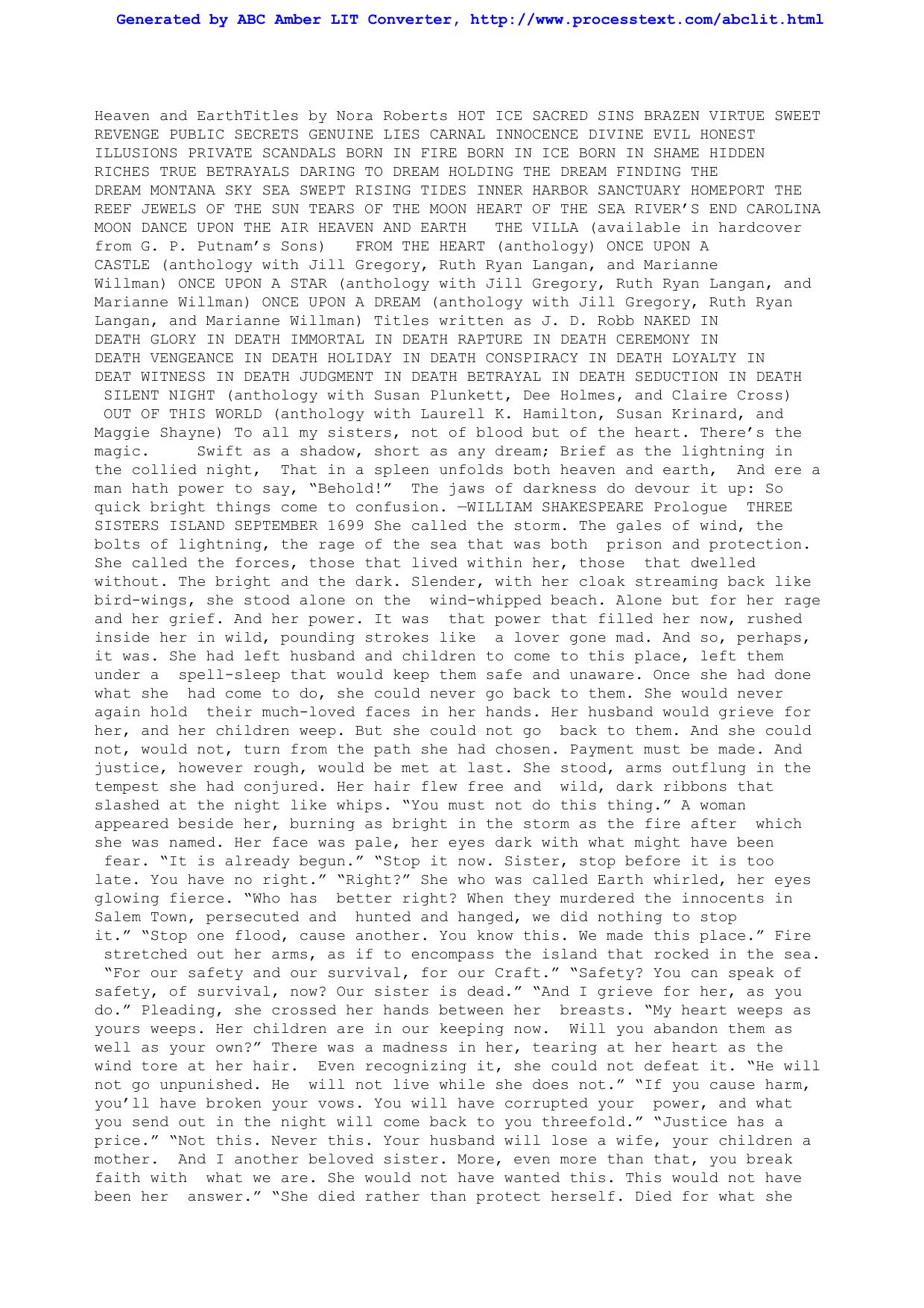 Nora Roberts - Three Sisters Trilogy 02 by Heaven & Earth