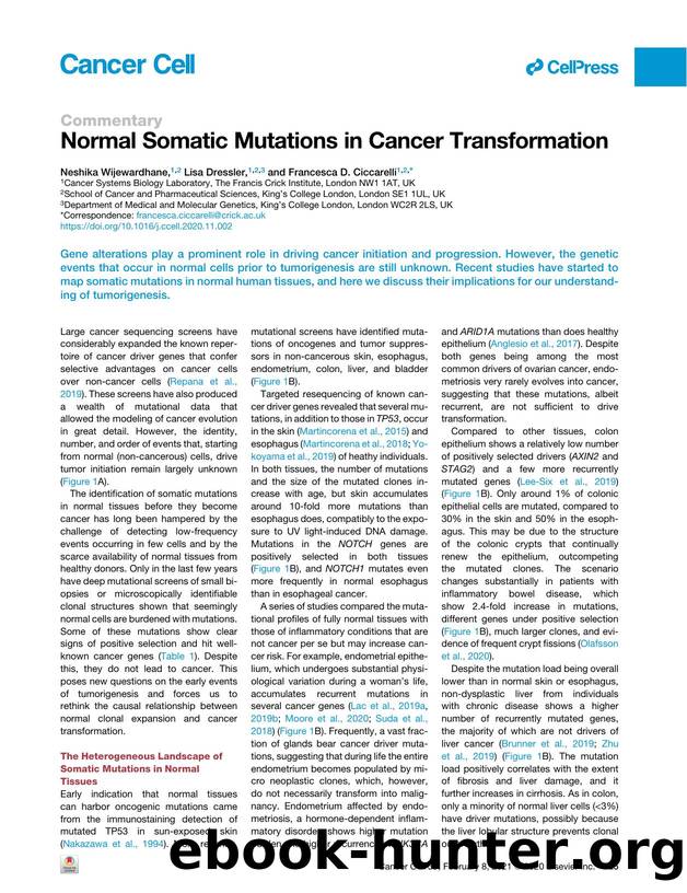Normal Somatic Mutations in Cancer Transformation by Neshika Wijewardhane & Lisa Dressler & Francesca D. Ciccarelli