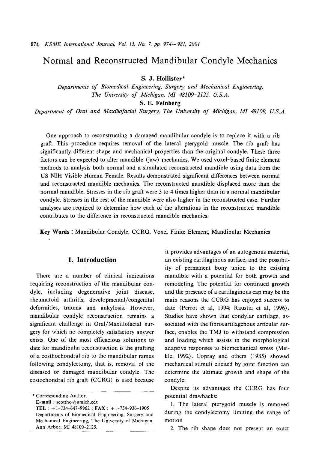 Normal and reconstructed mandibular condyle mechanics by Unknown