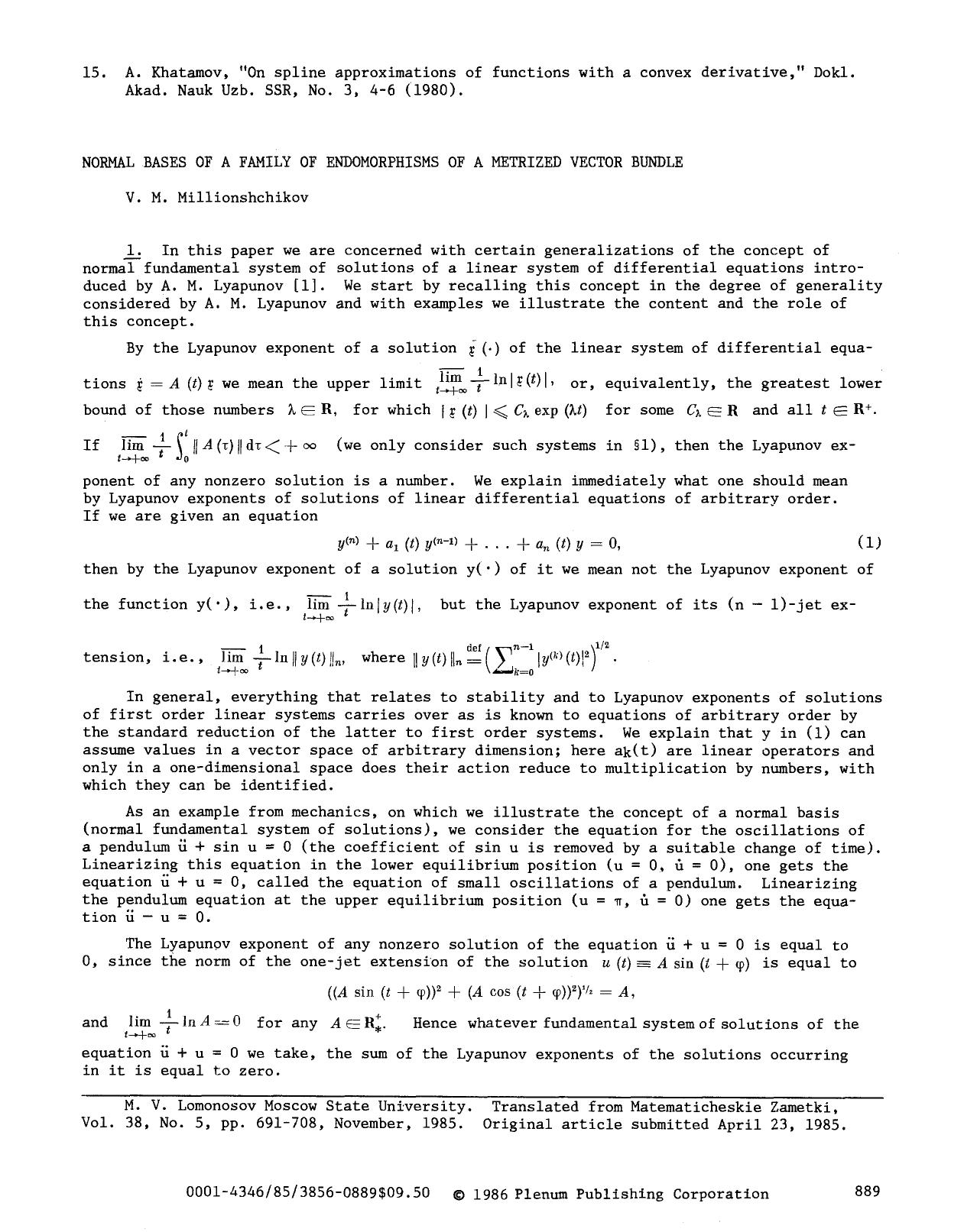 Normal bases of a family of endomorphisms of a metrized vector bundle by Unknown