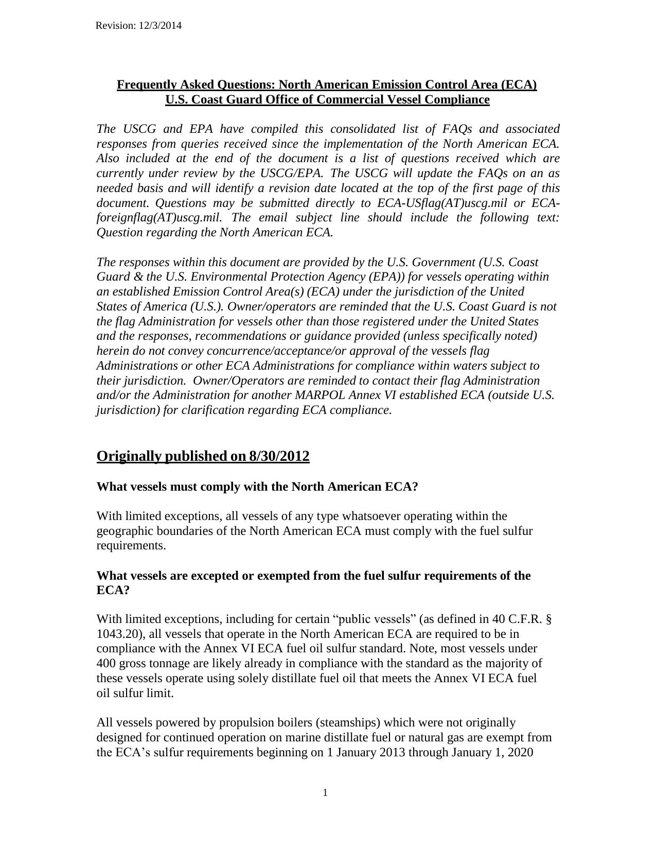 North American ECA FAQ by Unknown