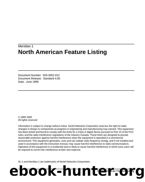 North American Feature Listing by Unknown