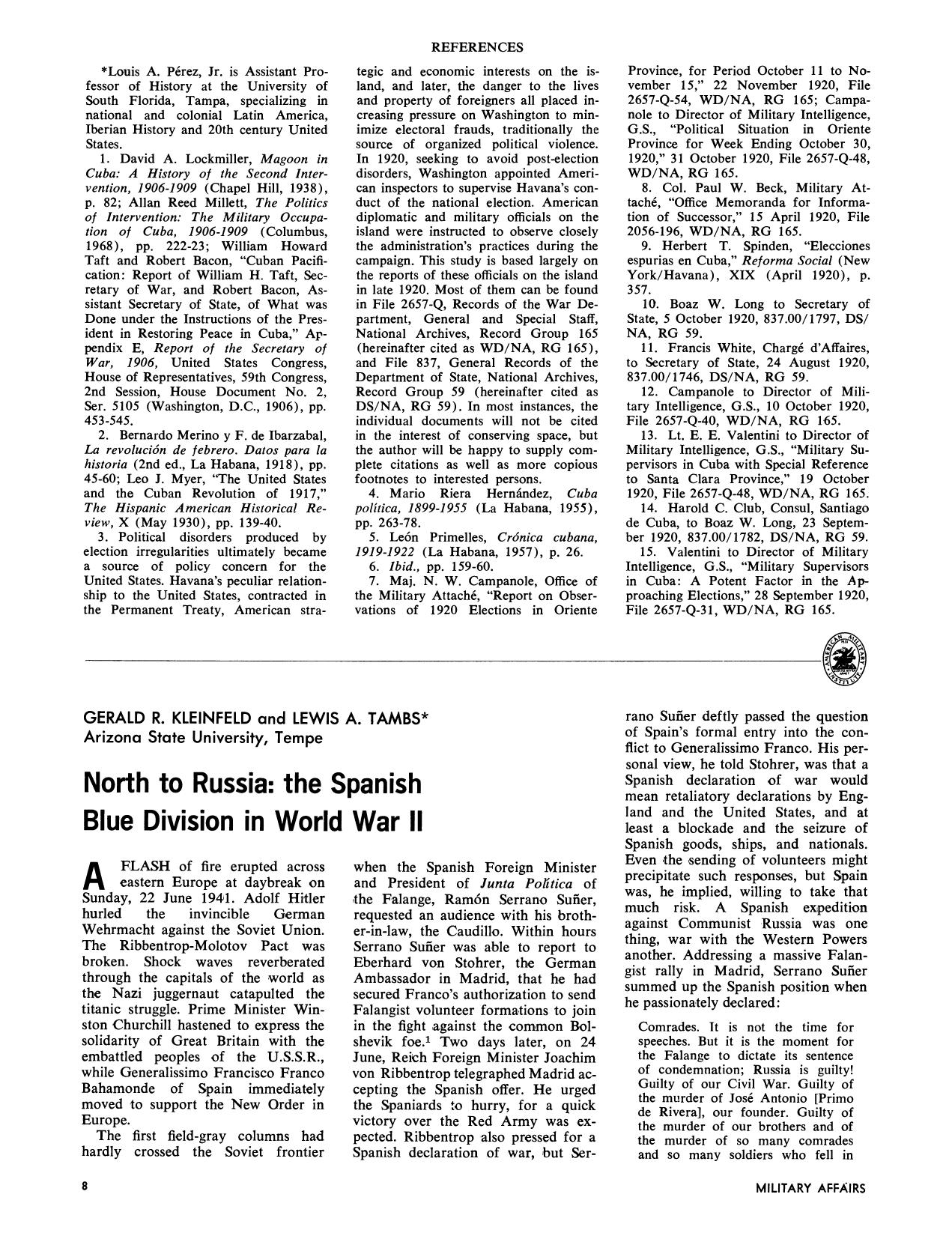 North to Russia; The Spanish Blue Division in World War II by Unknown