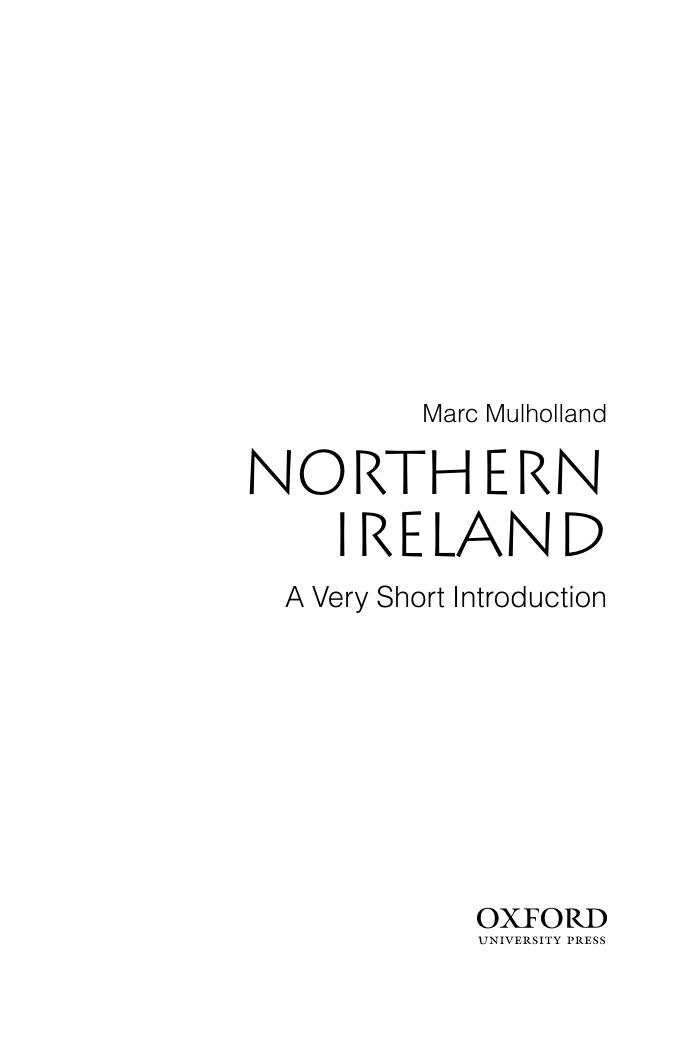 Northern Ireland: A Very Short Introduction by Marc Mulholland