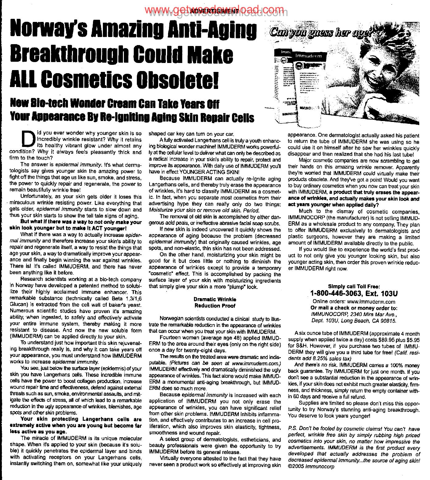 Norways Amazing Anti-Aging Breakthrough Could Make All Cosmetics Obsolete by Copyright 2008 Heritage Microfilm Inc. and Newspaperarchive.com