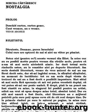 Nostalgia by Mircea Cartarescu