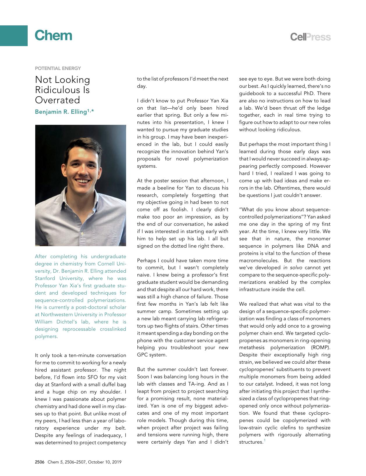 Not Looking Ridiculous Is Overrated by Benjamin R. Elling