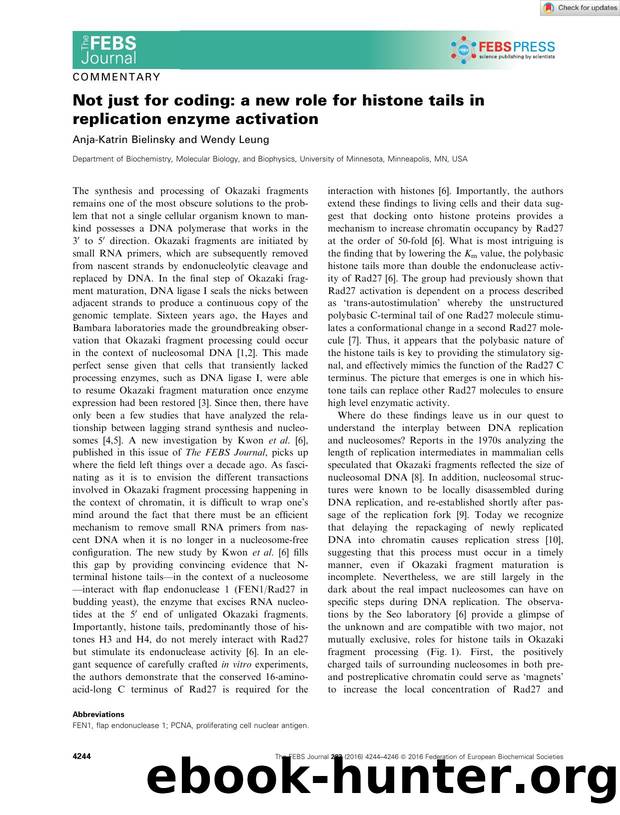 Not just for coding: a new role for histone tails in replication enzyme activation by Unknown