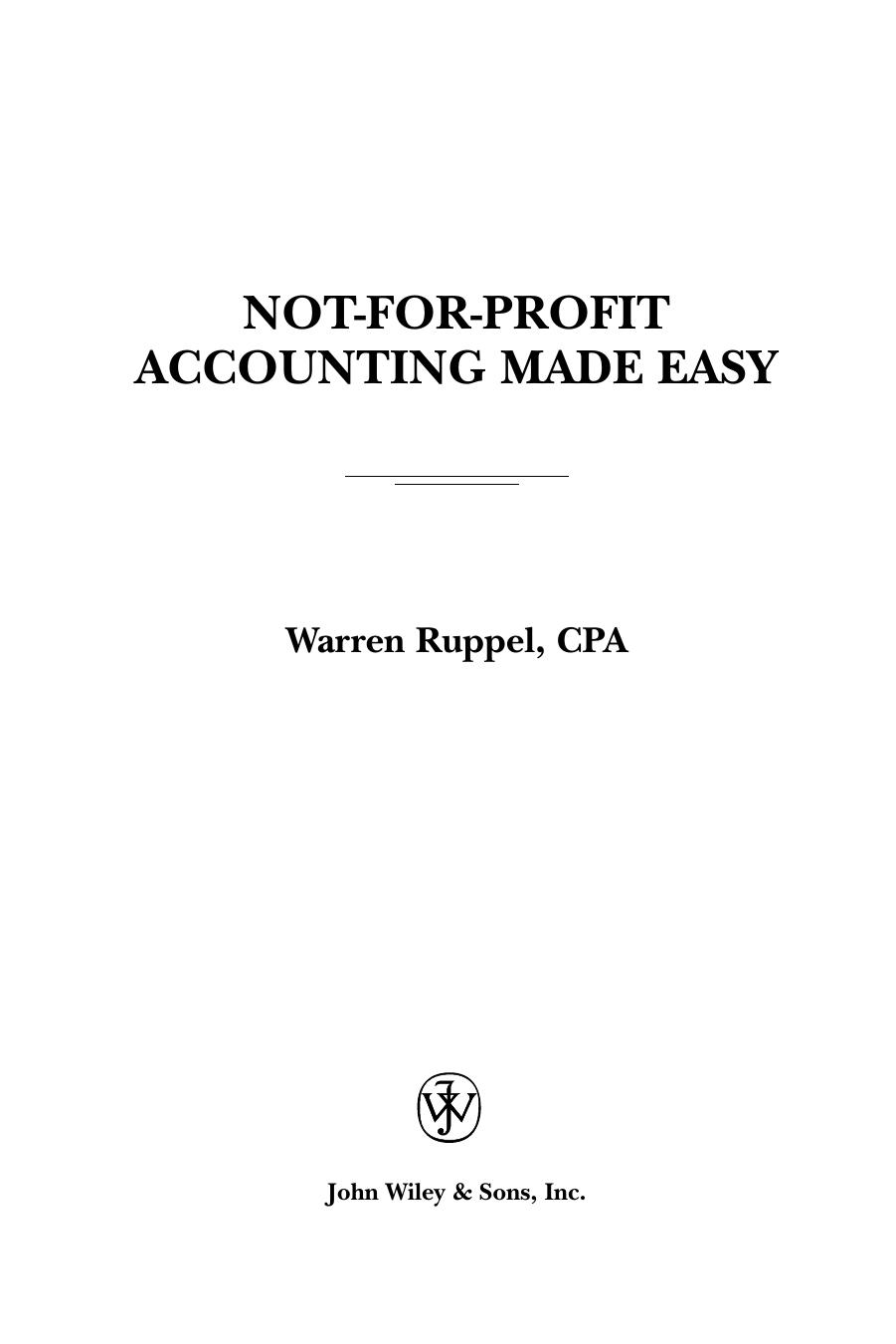 Not-for-Profit Accounting Made Easy by Warren Ruppel