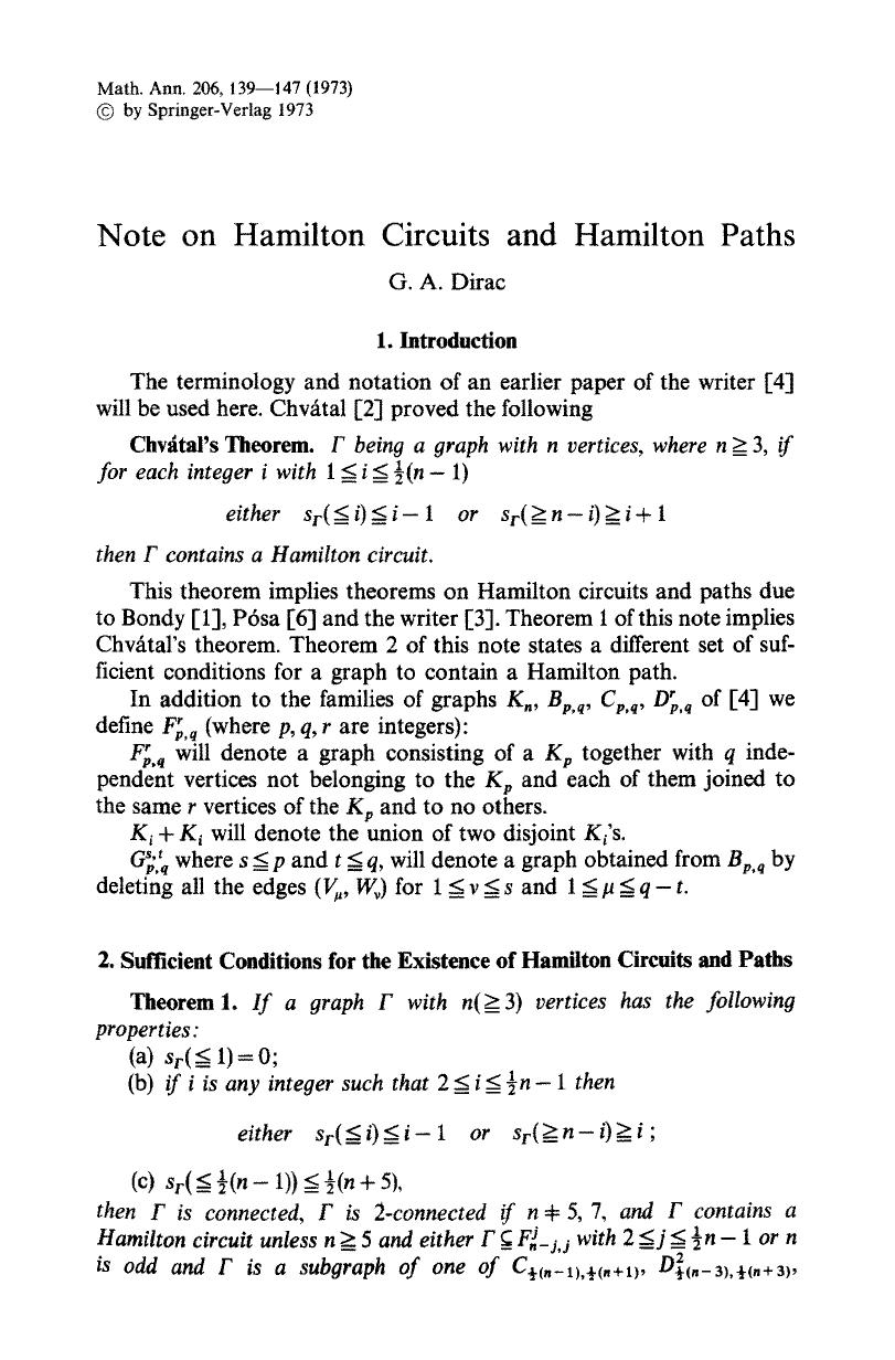 Note on Hamilton circuits and Hamilton paths by Unknown