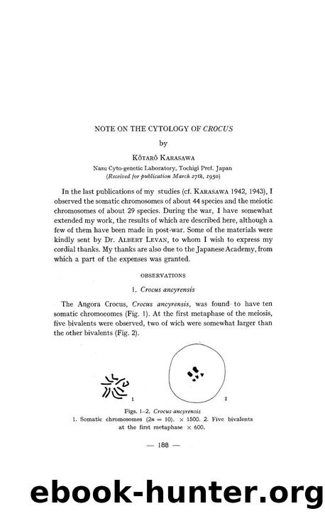Note on the cytology of <Emphasis Type="Italic">Crocus <Emphasis> by Unknown