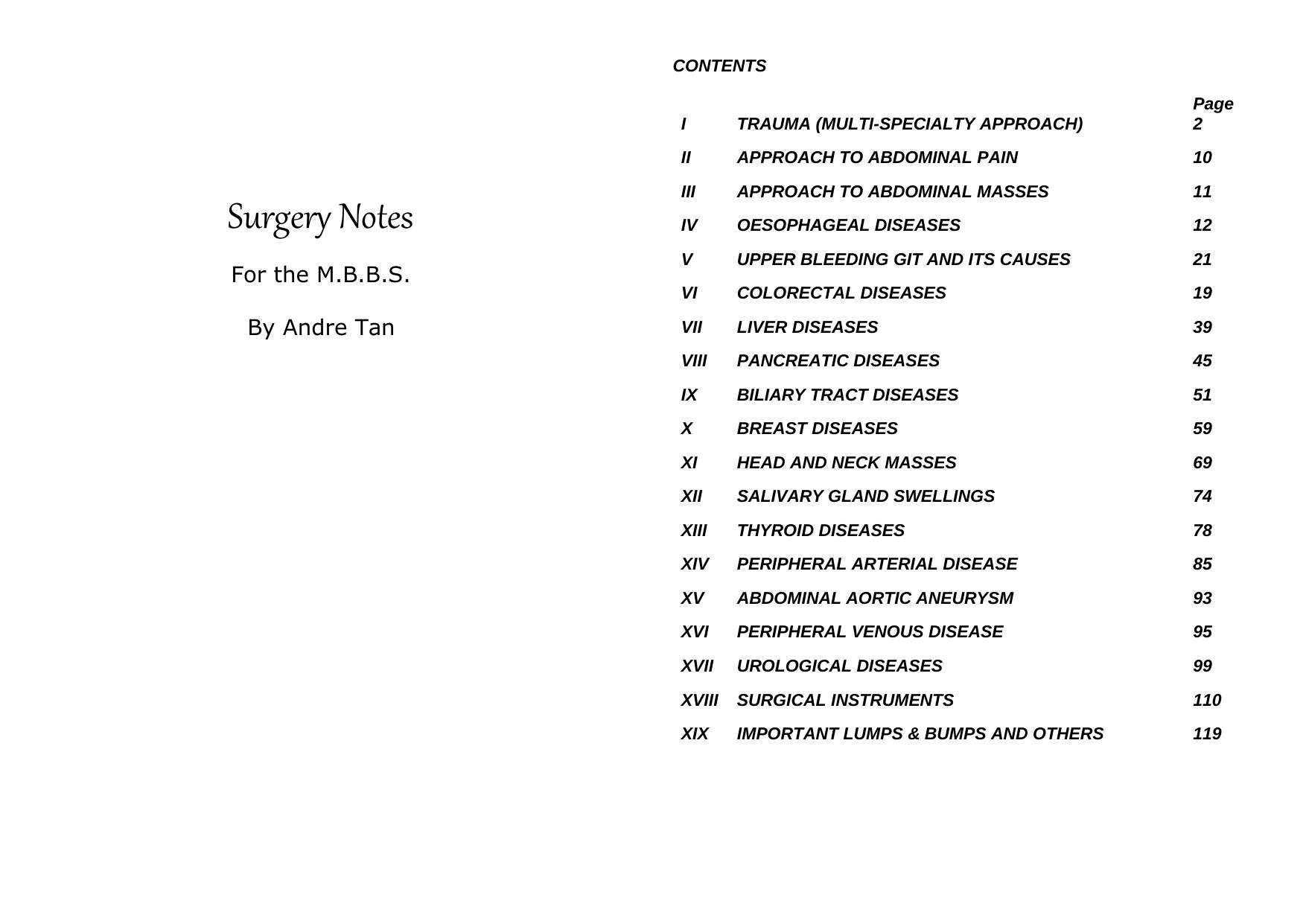 Notes of Surgery - For the M. B. B. S. by Andre T