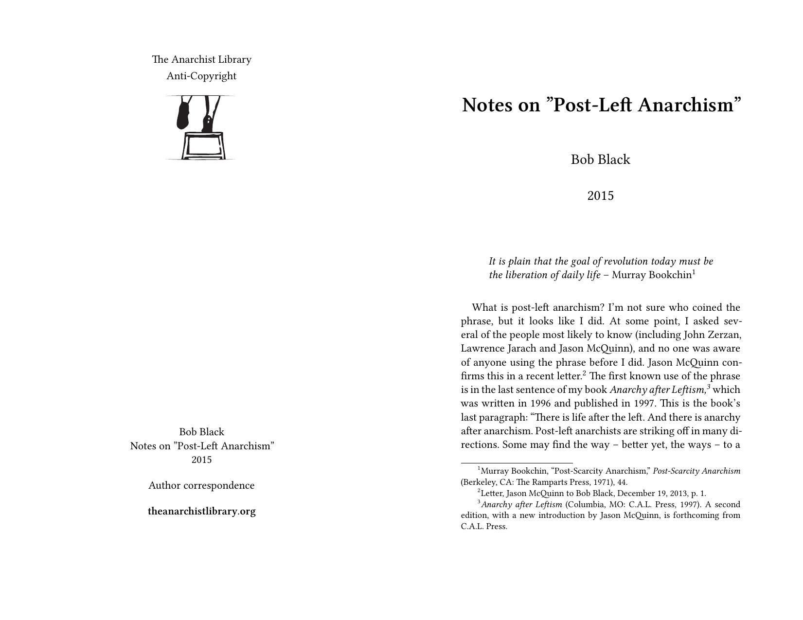 Notes on "Post-Left Anarchism by Bob Black