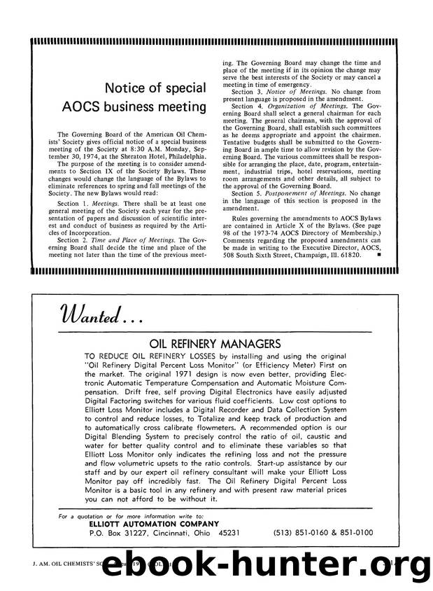 Notice of special AOCS business meeting by Unknown