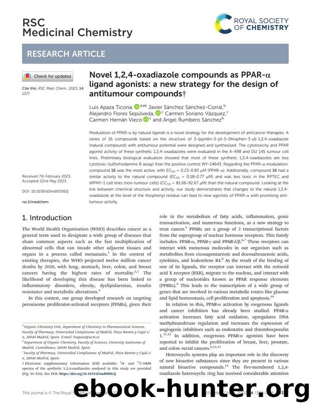 Novel 1,2,4-oxadiazole compounds as PPAR-Î± ligand agonists: a new strategy for the design of antitumour compounds by unknow