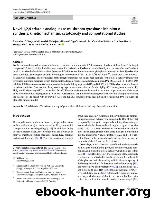 Novel 1,2,4-triazole analogues as mushroom tyrosinase inhibitors: synthesis, kinetic mechanism, cytotoxicity and computational studies by unknow