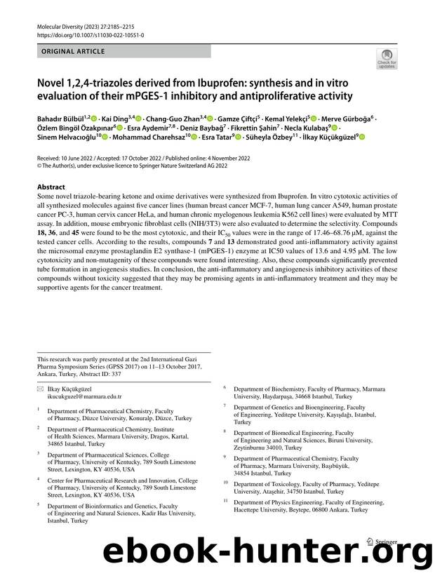 Novel 1,2,4-triazoles derived from Ibuprofen: synthesis and in vitro evaluation of their mPGES-1 inhibitory and antiproliferative activity by unknow