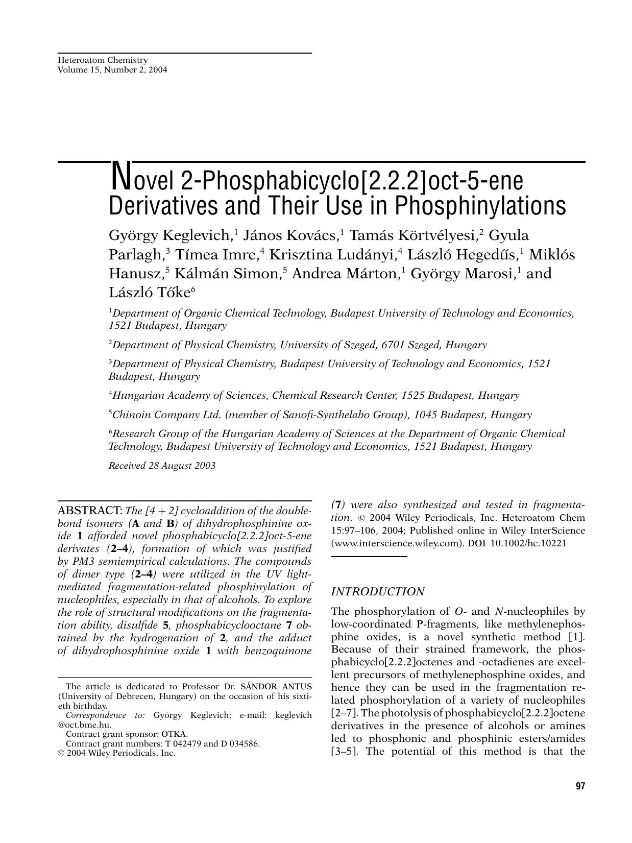 Novel 2-phosphabicyclo[2.2.2]oct-5-ene derivatives and their use in phosphinylations by Pinnacle