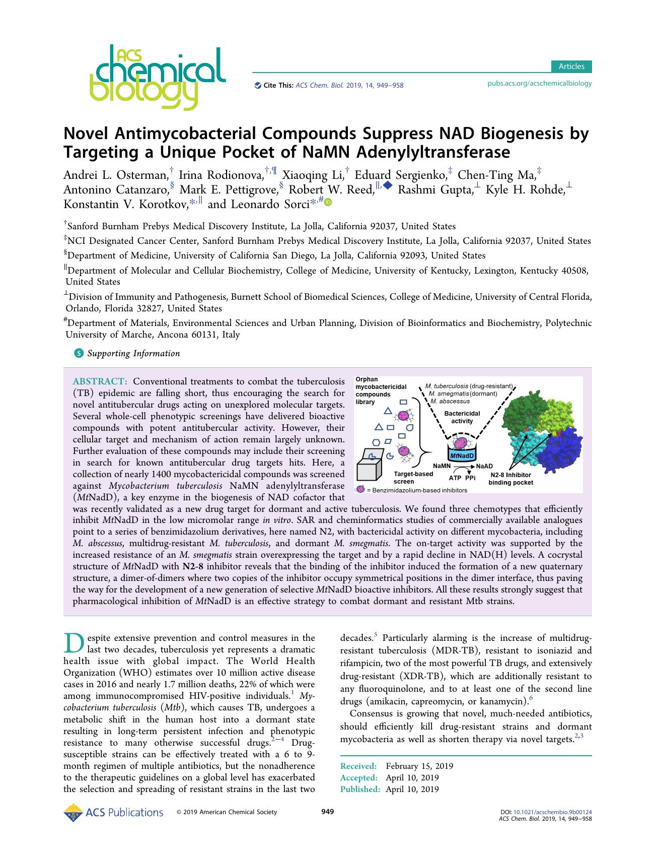 Novel Antimycobacterial Compounds Suppress NAD Biogenesis by Targeting a Unique Pocket of NaMN Adenylyltransferase by unknow