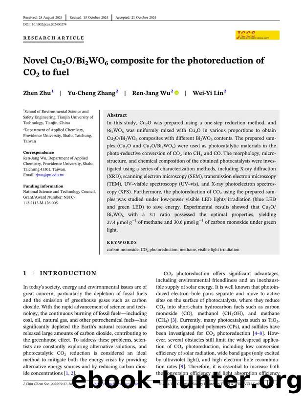 Novel Cu2OBi2WO6 composite for the Photoreduction of CO2 to Fuel by Unknown