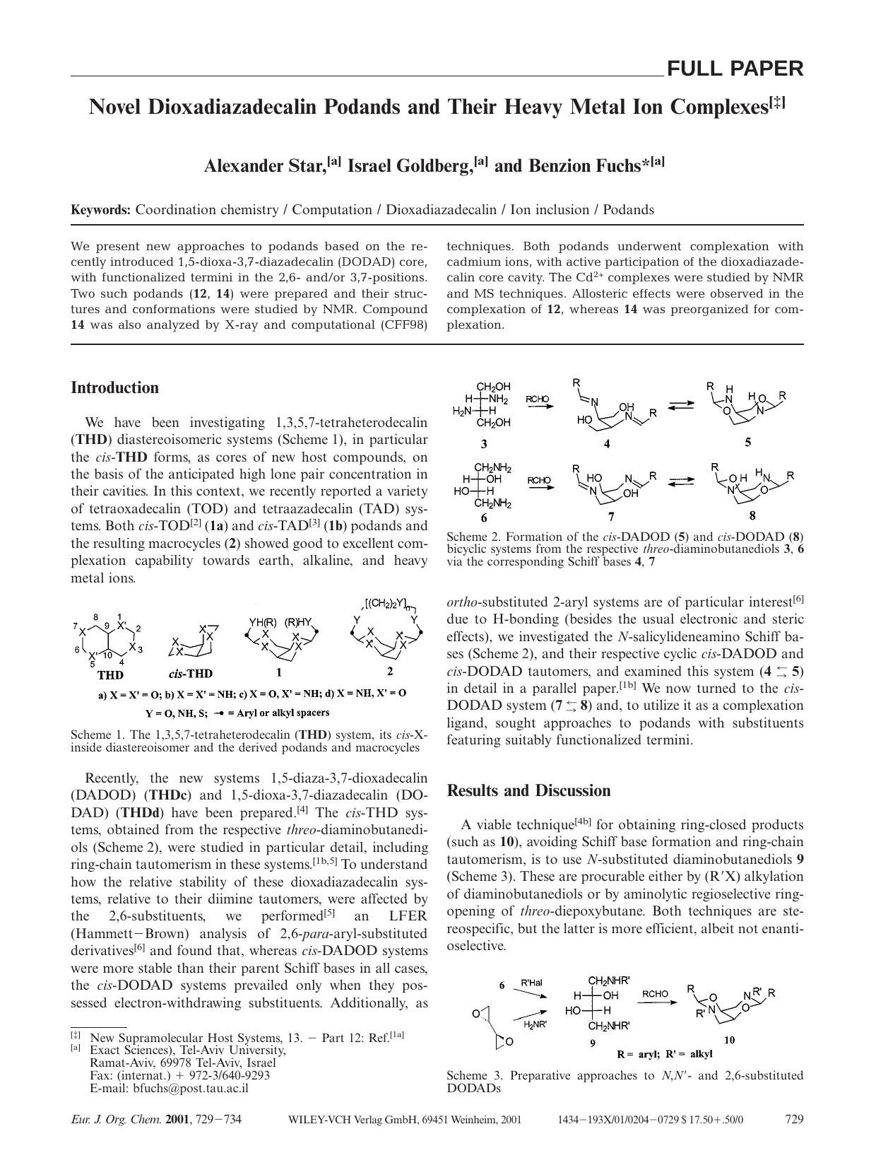 Novel Dioxadiazadecalin Podands and Their Heavy Metal Ion Complexes by Unknown