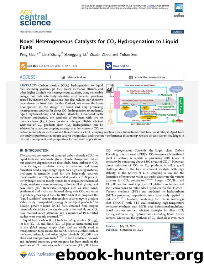 Novel Heterogeneous Catalysts for CO2 Hydrogenation to Liquid Fuels by unknow